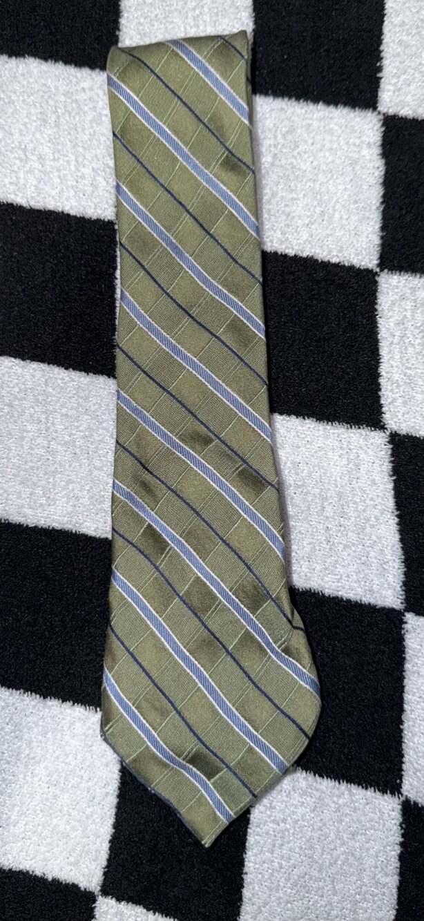 Joseph Abboud Green and Blue Striped Silk Tie